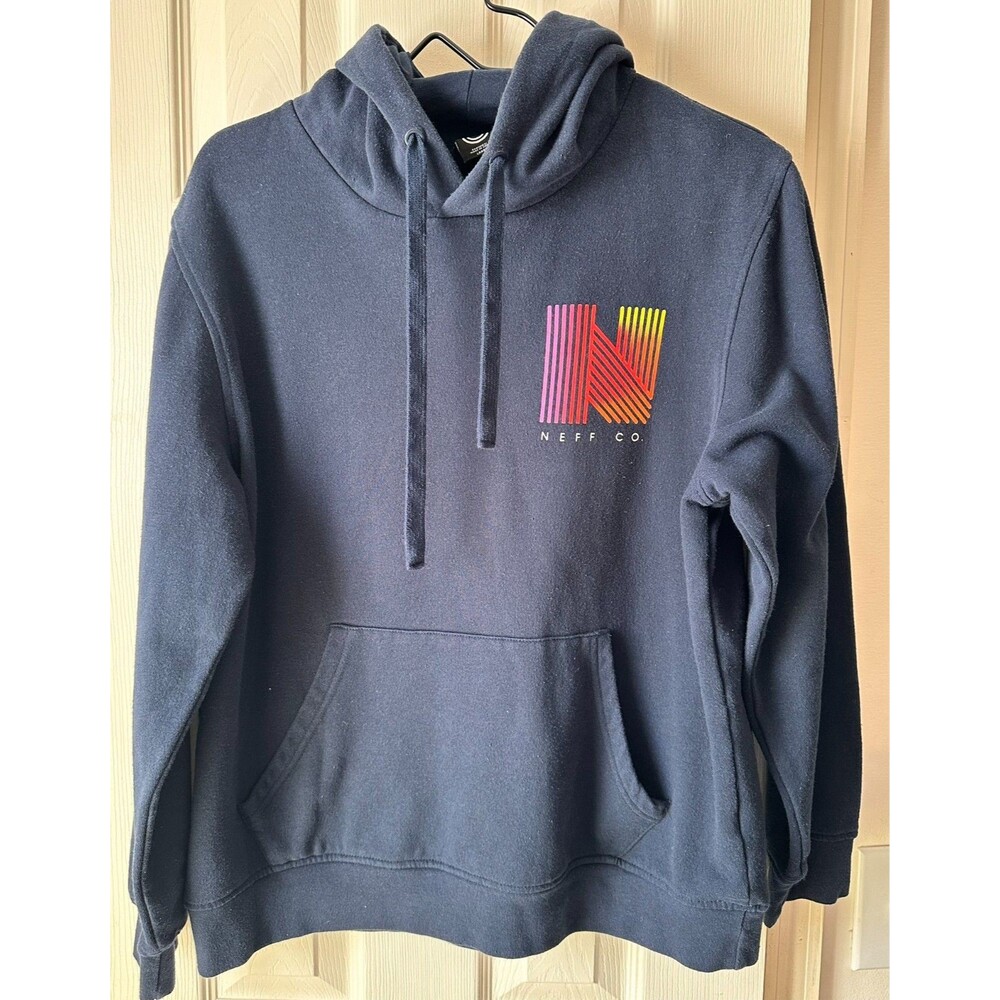 Unisex Navy Blue Neff Co. Hoodie w/ drawstrings & Hit on Front & Back Size Large